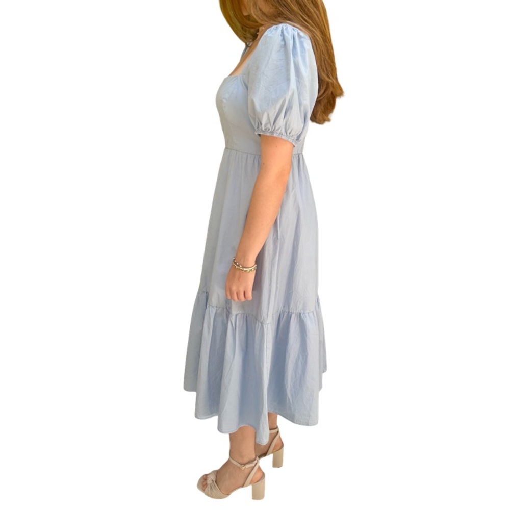 Astr Blue Puff Sleeve Midi Sundress - Picture 2 of 6
